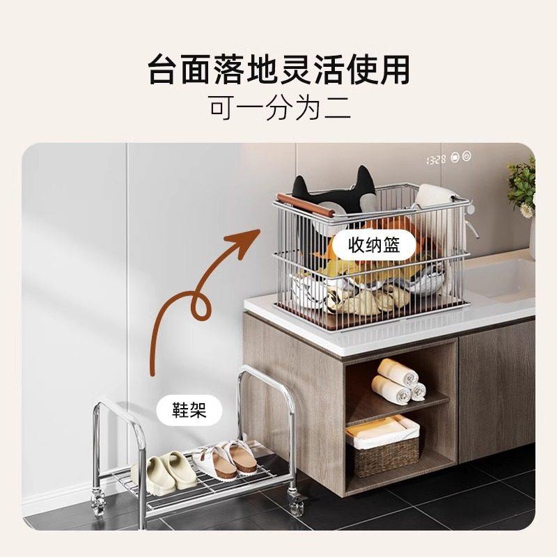 脏衣篮移动推车中古风双层收纳筐置物架家用浴室卫生间移动脏衣篓,淘宝优惠券,粉丝福利购,淘宝优惠卷