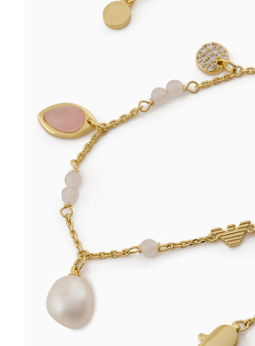 【自营】Armani阿玛尼LOGO系列珍珠优雅锁骨链高级项链女生日礼物