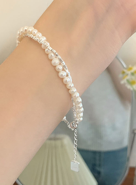 【自营】daisy beauty碎银珍珠手链女S925银小众轻奢手饰女礼物