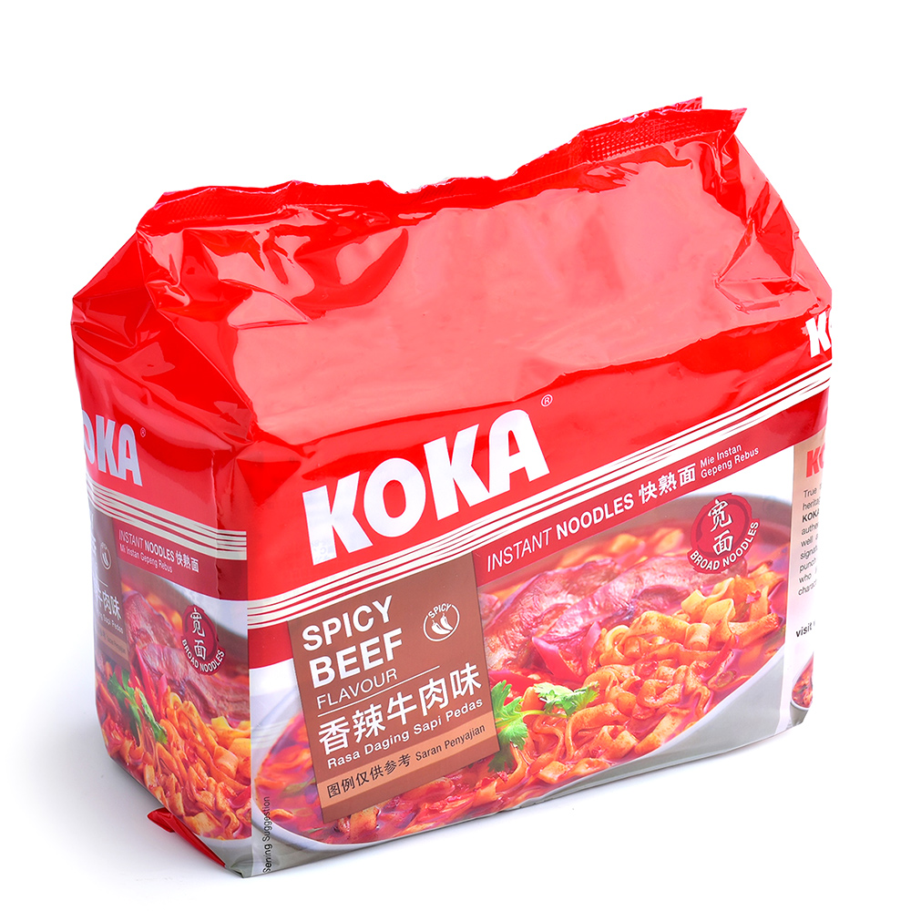 【自营】KOKA可口宽面方便面85g*5袋香辣牛肉味虾味原装进口速食 - 图1