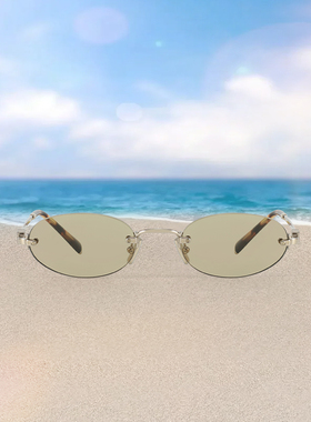 【自营】MIUMIU/缪缪女款太阳镜无框书呆子时尚墨镜OMUA54S