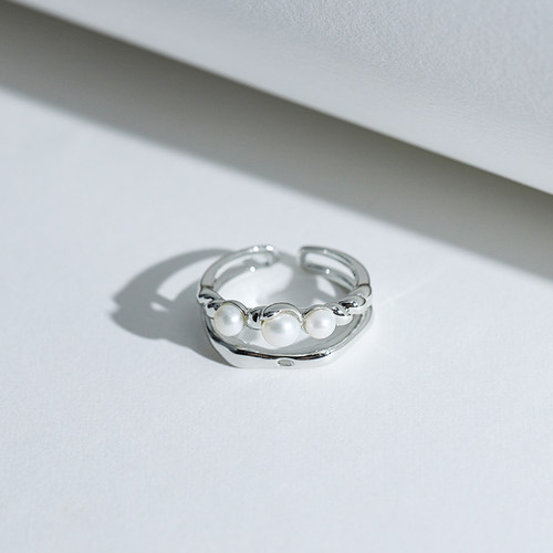 【自营】Idokawa淡水珍珠竹节手饰配饰开口可调节戒指女合金饰品 - 图3