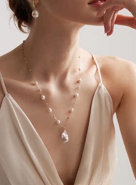 【自营】Amber Lollipop珍珠项链女巴洛克小众轻奢满天星锁骨链