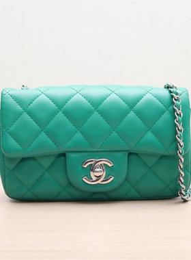 【自营】中古95新Chanel/香奈儿斜挎包CF经典口盖包Mini绿色16开