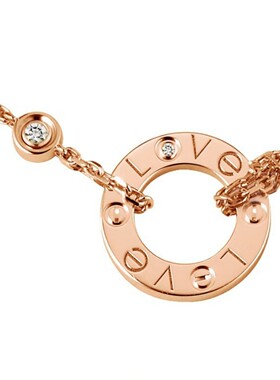 【自营】中古99新 Cartier/卡地亚 LOVE 吊坠镶钻 18K玫瑰金