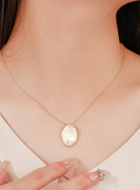 【自营】WEEKISS椭圆拉丝项链女925银毛衣链原创轻奢小众设计感