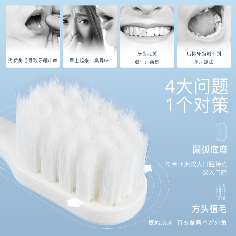 天猫国际进口超市【直营】BYITO成人宽头牙刷软毛舌苔牙齿清洁3支装大人家用家庭装1