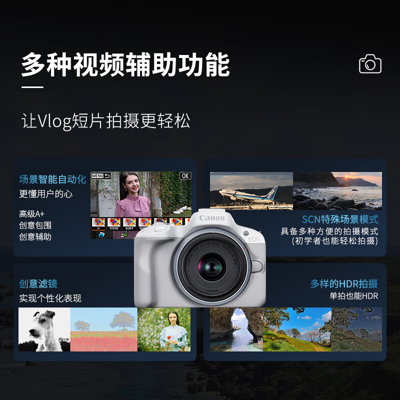 【自营】Canon佳能eos R50微单相机直播高清数码旅游4K视频美颜 - 图1