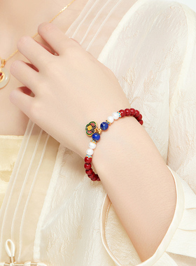 【自营】daisy beauty国潮新中式朱砂手串S925银珍珠青金石手链女