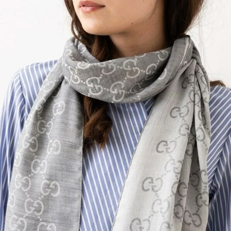 【自营】GUCCI/古驰 女士双G双面织花羊毛真丝围巾 165904,淘宝优惠券,粉丝福利购,淘宝优惠卷