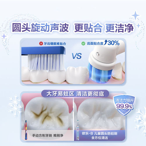 【自营】欧乐B儿童电动牙刷D103K圆头软毛卡通声波旋转充电3-12岁 - 图1