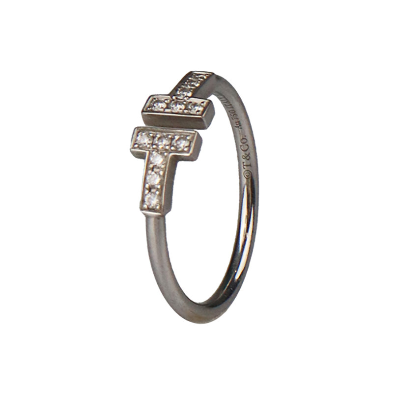 Second-hand 95 new TIFFANY (Tiffany) T series diamond coil ring 750 white gold No. 56
