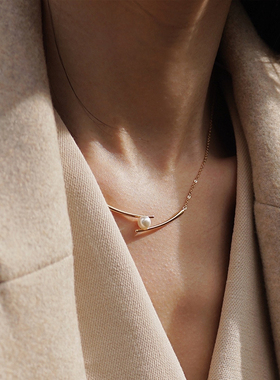 【自营】HEFANG Jewelry/何方珠宝珍珠筷子锁骨链 优雅趣味白贝珠