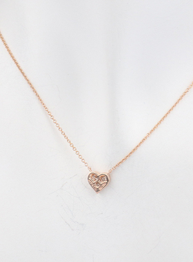 【自营】中古95新TIFFANY(蒂芙尼)心形镶钻项链750玫瑰金40cm笑脸