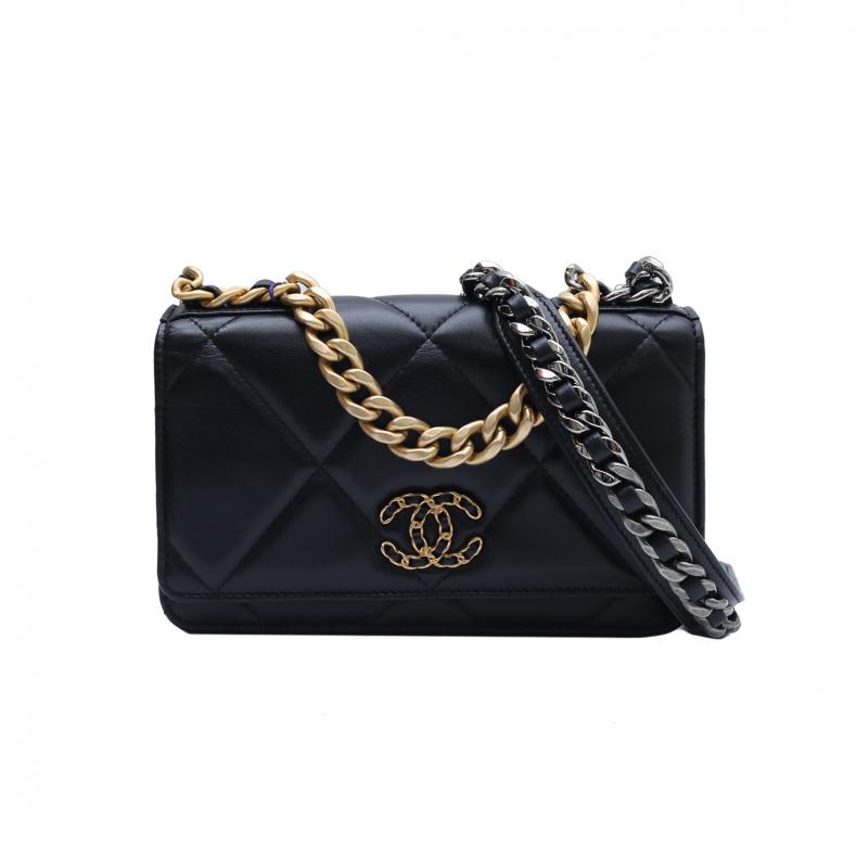 【自营】中古98新Chanel/香奈儿斜挎包19BAG口盖包WOC芯片开金扣 - 图0