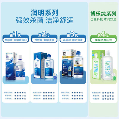 【自营】美国博士伦润明清透护理液500+120ml隐形眼镜清洁除蛋白