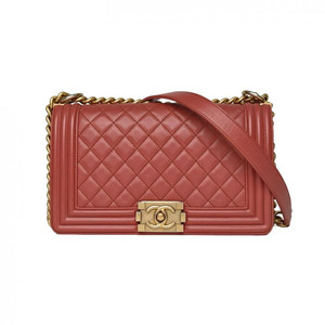 【自营】中古95新Chanel/香奈儿单肩包Leboy中号25cm胭脂红皮革C