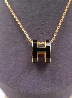 Hermes合金镶嵌珐琅H项链