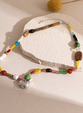 【自营】VITARING项链女小鸟吊坠锁骨链彩色撞色多巴胺颈链首饰