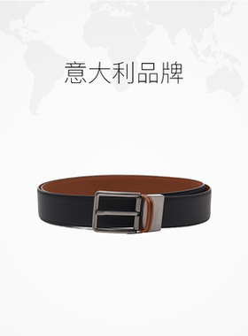 【自营】ZEGNA/杰尼亚男士FW26旋转双面用撞色针扣牛皮革腰带皮带