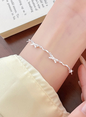 【自营】daisy beautyS925银波光蝴蝶结手链女甜美ins风百搭手饰