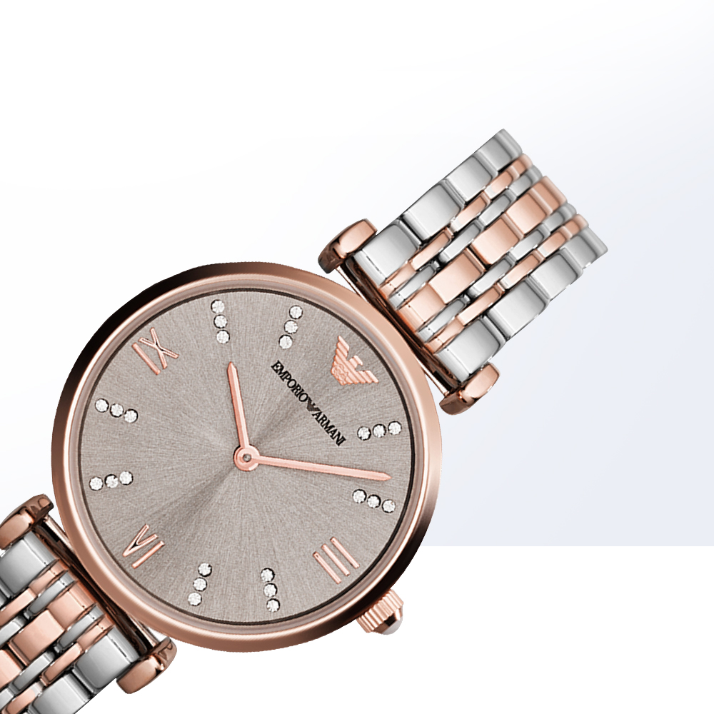 【自营】armani阿玛尼手表女满天星简约钢带镶钻石英表ar1840正品