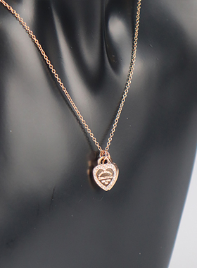 【自营】中古95新TIFFANY(蒂芙尼)Double Heart Tag项链 钻石吊坠