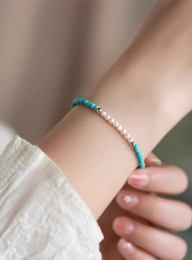 Idokawa天然绿松石小米珠手串