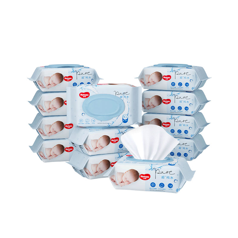 【自营】好奇纯水婴儿柔软亲肤80抽*12包手口可用湿巾擦去99%细菌