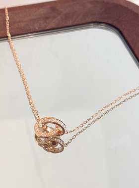 【自营】中古99新卡地亚LOVE系列项链镶钻48颗吊坠项链情侣玫瑰金