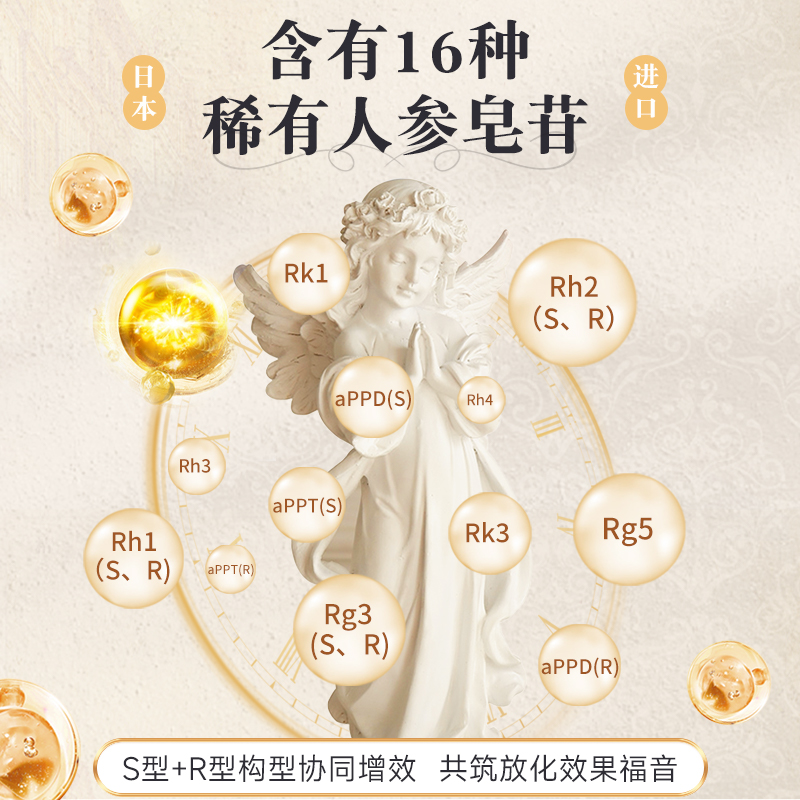 【自营】Aehig黑金极稀有16种人参皂苷Rg3Rh2放化辅助易吞胶囊 - 图0