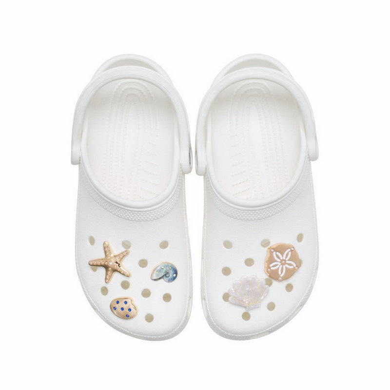 【自营】Crocs卡洛驰洞洞鞋配饰鞋花金色贝壳五件套装饰10015-371,淘宝优惠券,粉丝福利购,淘宝优惠卷