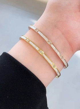 【自营】daisy beauty白贝母竹节手镯女钛钢手镯高级感素圈手镯子