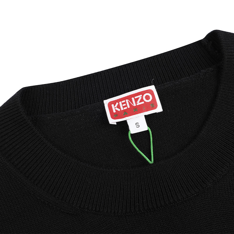【自营】【保税仓】KENZO/高田贤三小红花羊毛圆领针织毛衣男士