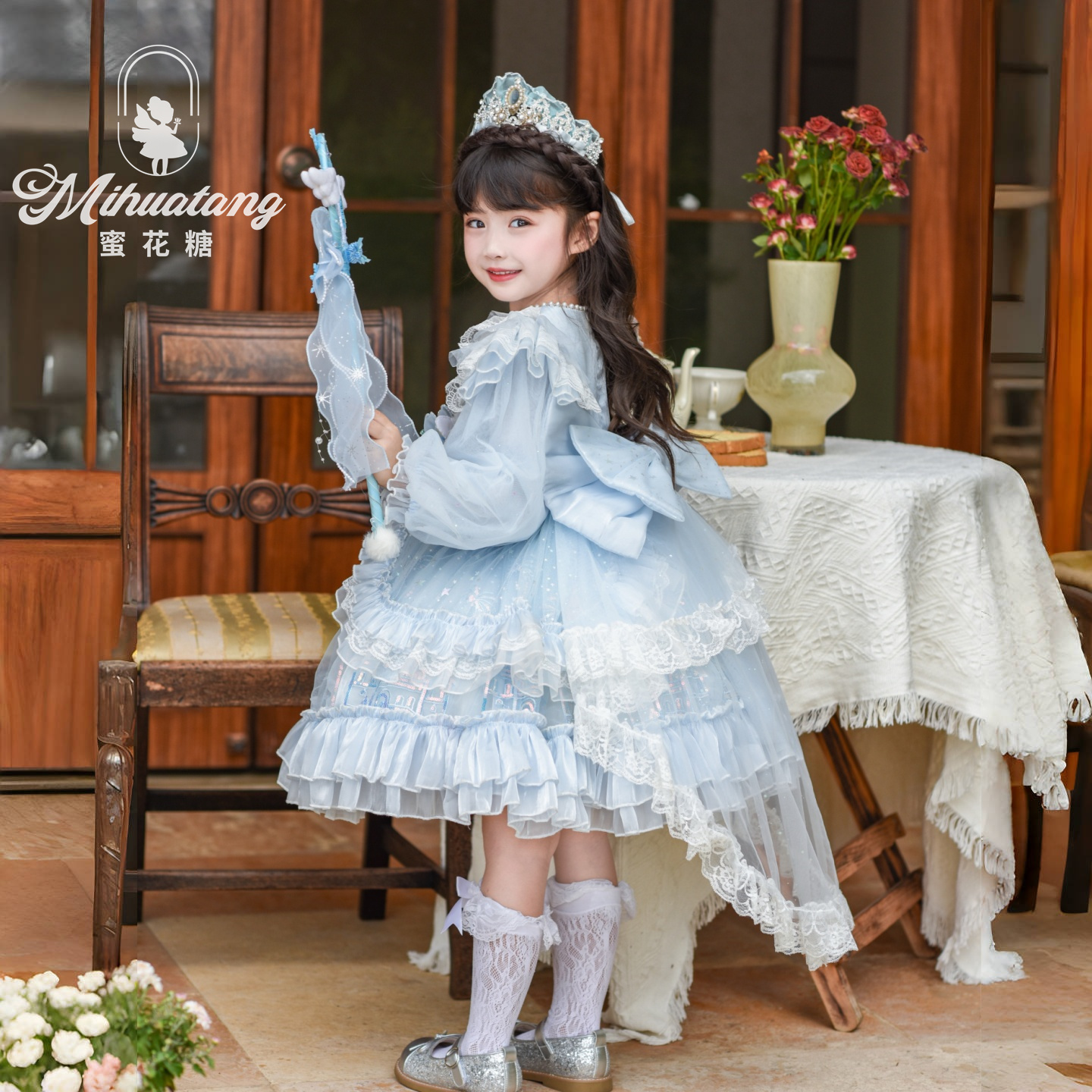 艾莎公主裙 25新款气质洋气公主蓬蓬裙洛丽塔cos礼服秋季爱莎裙子 - 图1