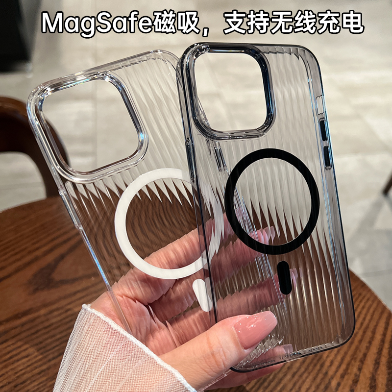 【强力防摔永不发黄】适用iPhone15ProMax手机壳新款苹果14Pro高级感Magsafe磁吸Pro透明硬壳iP13保护套Max - 图0