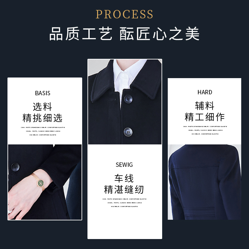 职业毛呢大衣工作服男女同款置业顾问总监商务正装中长款冬季外套 - 图2