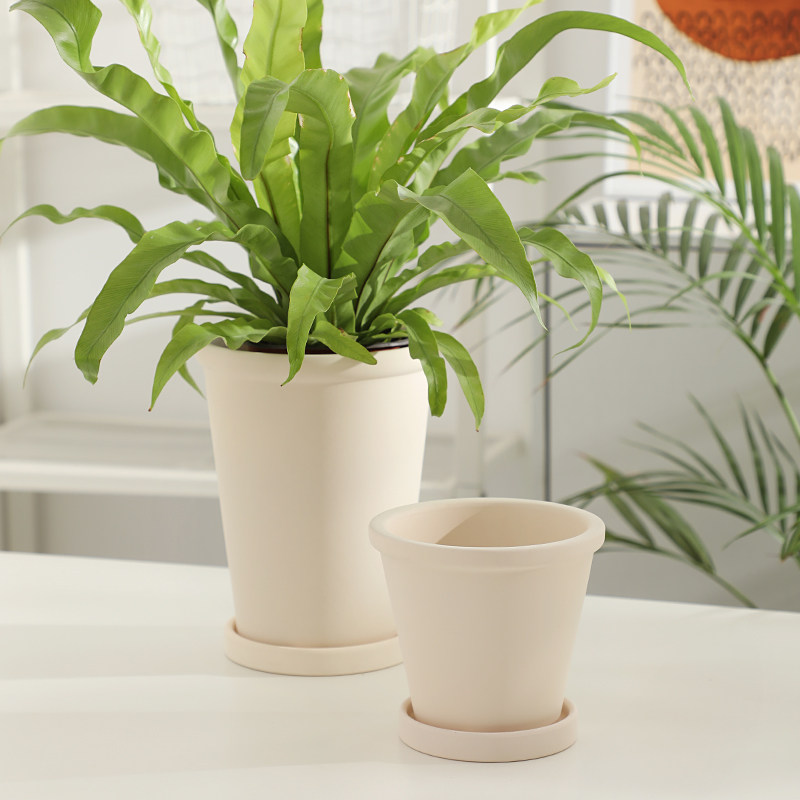 米白色奶油风陶土花盆花园庭院阳台家用简约绿植大号素烧陶瓷花盆,淘宝优惠券,粉丝福利购,淘宝优惠卷