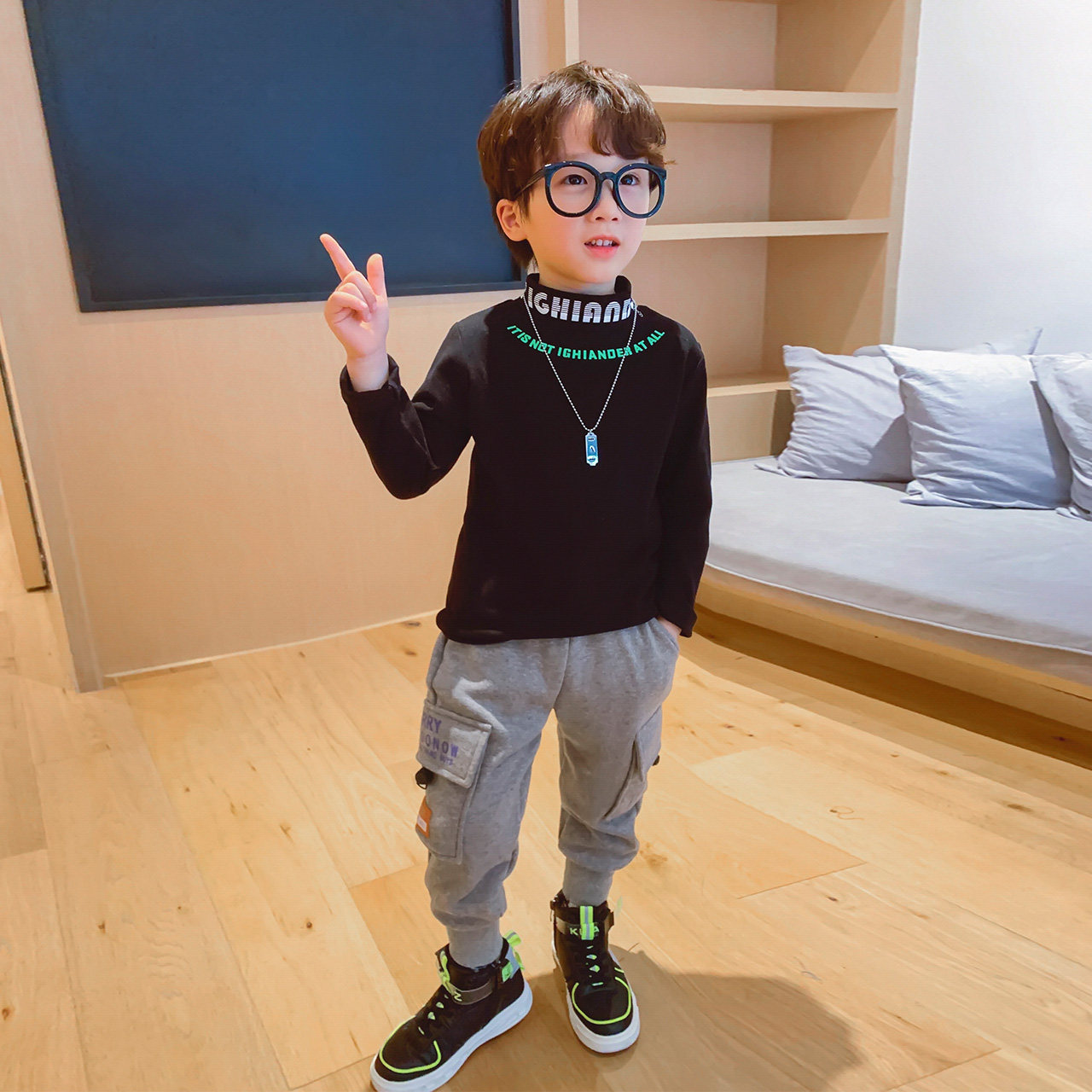 左西童装男童加绒裤子儿童运动裤 左西outlets店裤子