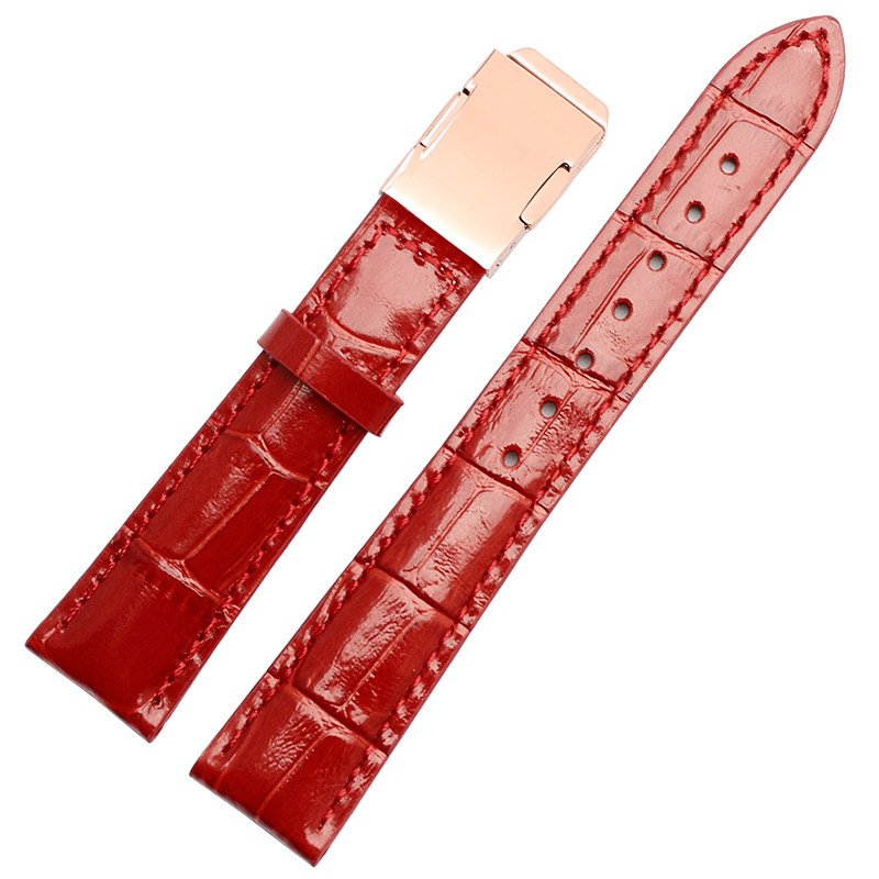 适配女士sheen真皮红色配件手表带 瑞途手表配件