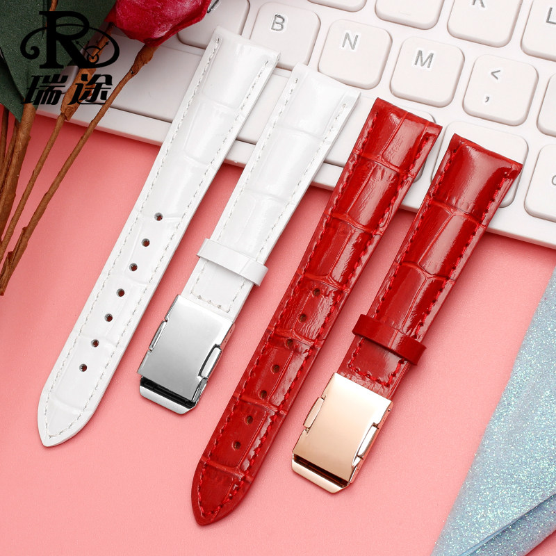 适配女士sheen真皮红色配件手表带 瑞途手表配件
