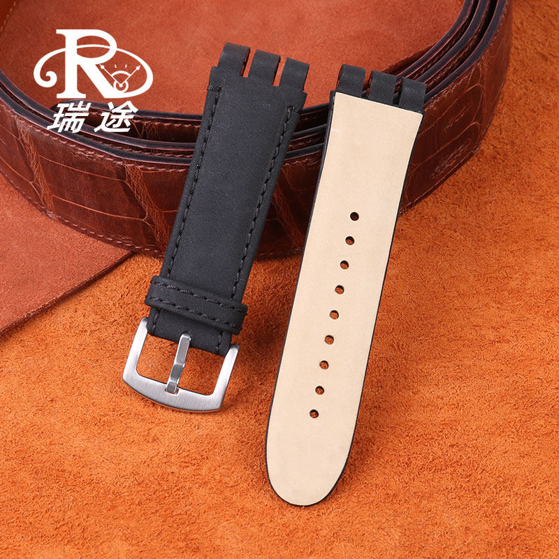适配swatch大号男士头层牛皮手表 瑞途手表配件