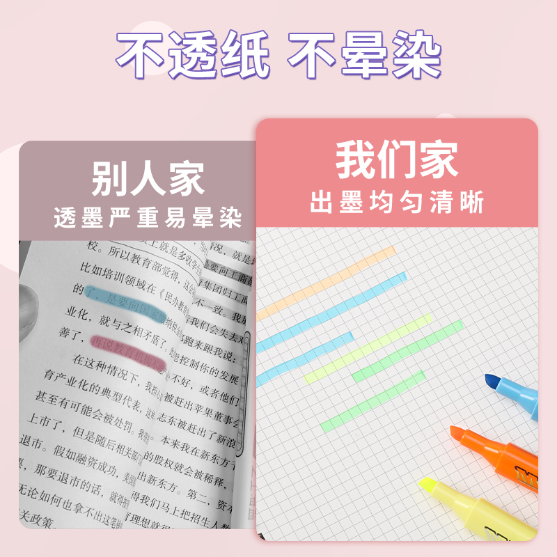 晨光荧光标记笔学生用彩色划重点记号笔轮廓笔学生用莹光笔手帐笔彩色大容量轮廓笔手账标记笔高颜值荧光笔 - 图1