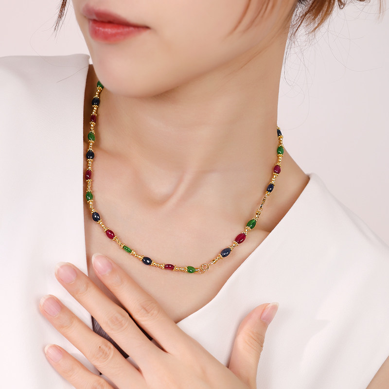 若华珠宝三生缘 彩色红蓝宝石手链延长链女18K金彩宝DIY项链配件,淘宝优惠券,粉丝福利购,淘宝优惠卷