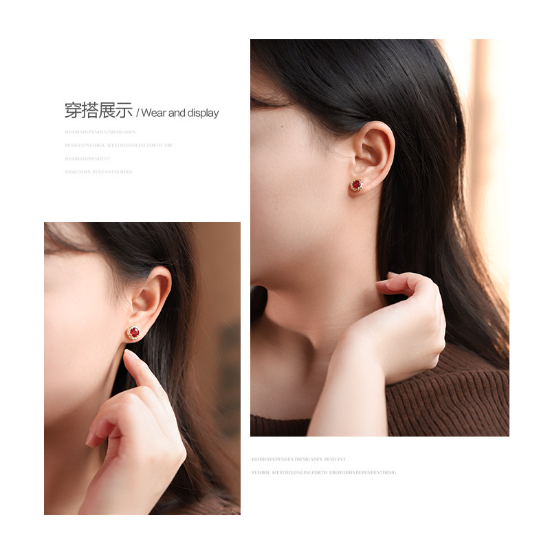 若华珠宝红颜 鸽血红宝石耳钉女18K金简约彩宝耳环耳饰礼物定制,淘宝优惠券,粉丝福利购,淘宝优惠卷