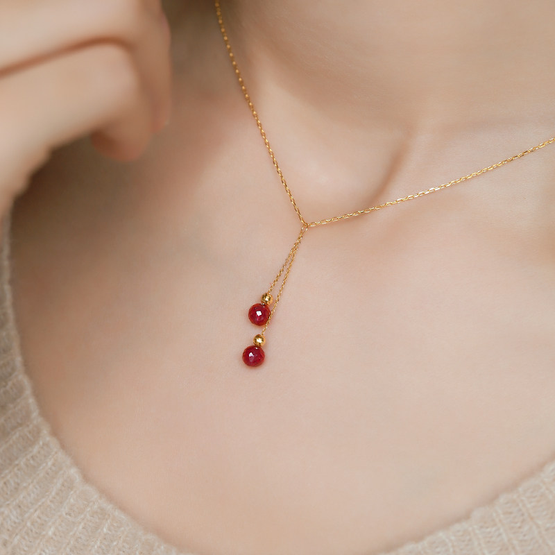 若华珠宝朱樱 刻面红宝石耳环配件女18K金流苏耳饰耳钉伴侣定制,淘宝优惠券,粉丝福利购,淘宝优惠卷