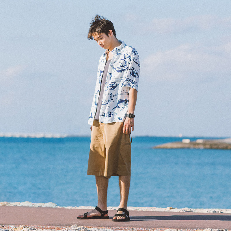 714street夏装男士鲸鱼印花衬衫 714street衬衫