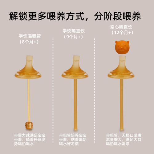 适配世喜保温杯配件直饮学饮奶嘴吸管嘴重力球吸管奶瓶小月龄配件 - 图0
