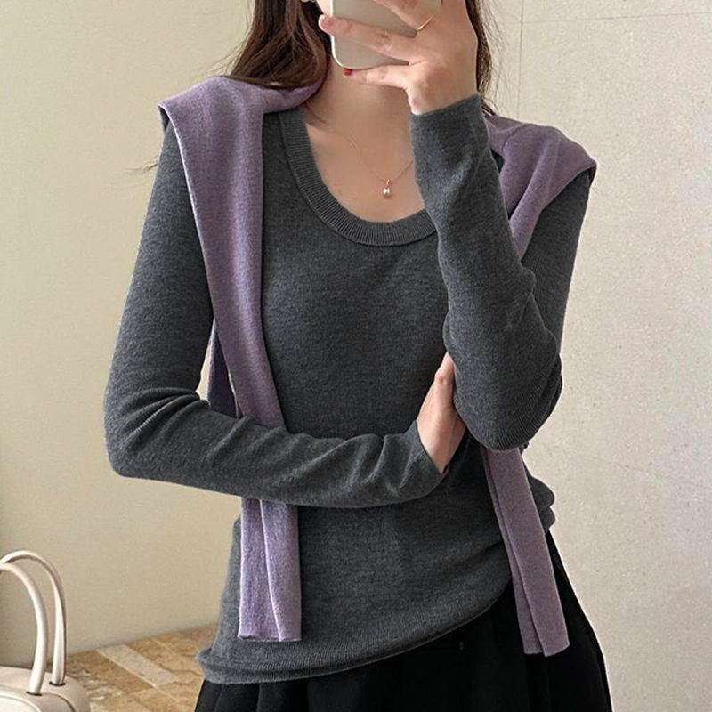 春季薄款毛衣2026新款u领针织衫女修身显瘦羊毛打底衫女内搭上衣,淘宝优惠券,粉丝福利购,淘宝优惠卷