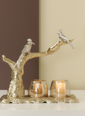 印度进口金属树枝玻璃蜡烛杯烛台